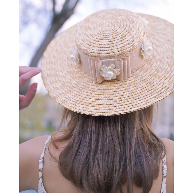 Alba Boater Hat Beige