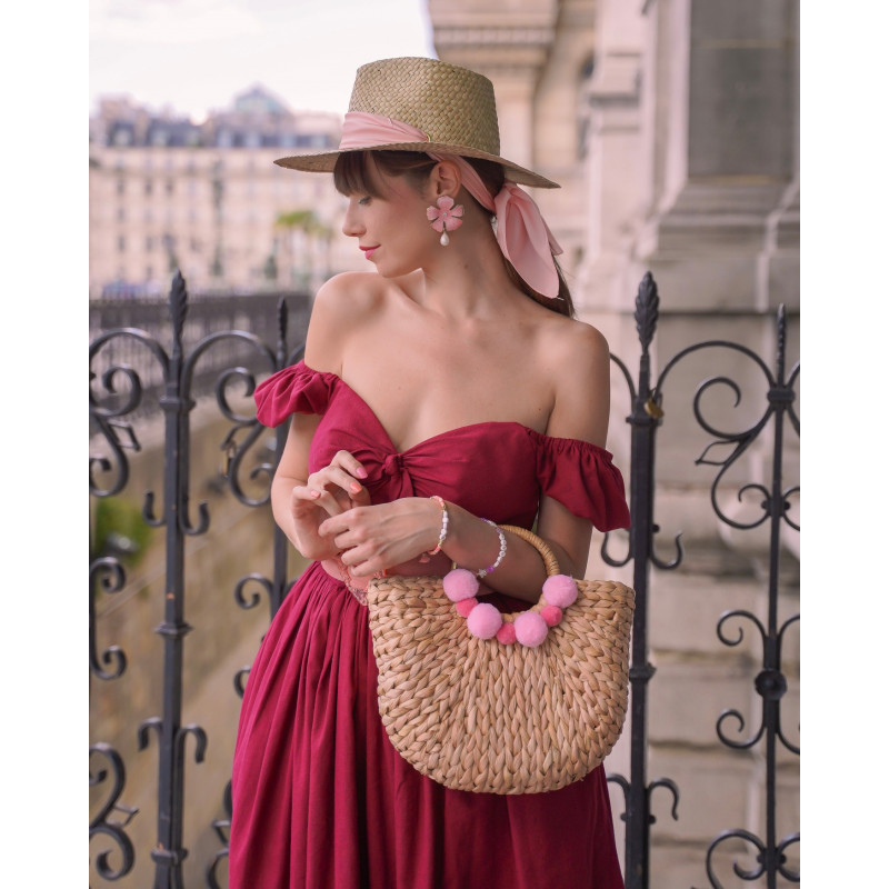 Sac en Paille NINA Rose