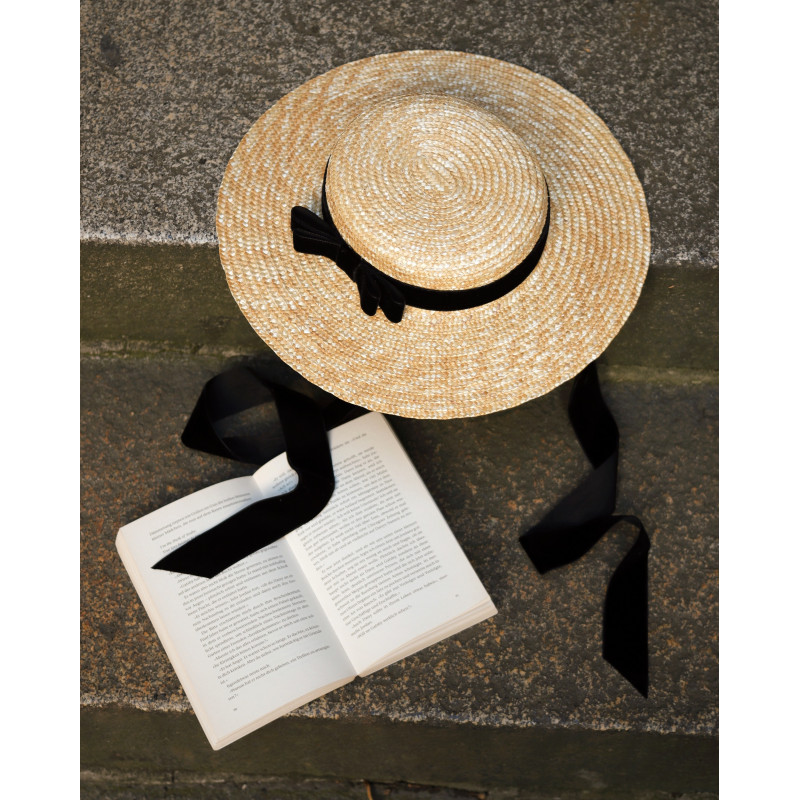 ANNE Small Boater Hat Black
