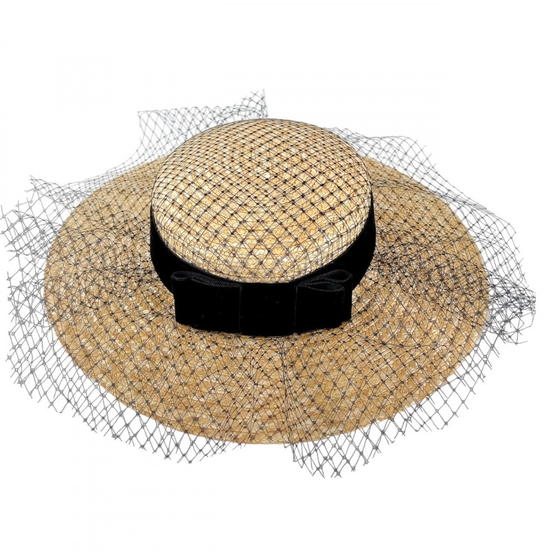 EVA Black Boater Hat