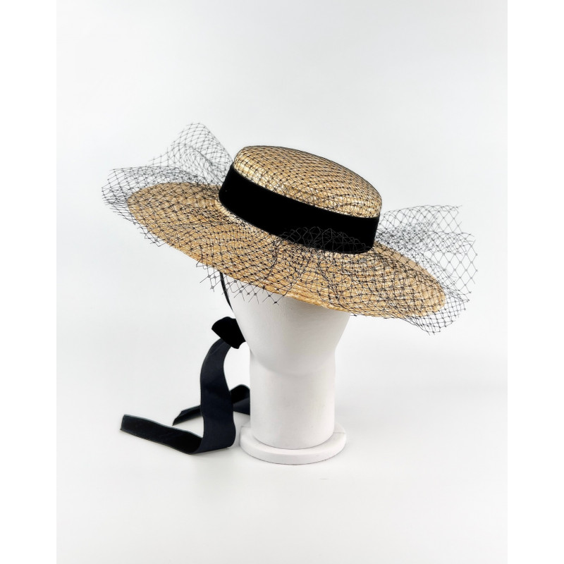 Straw Hat Boater, Natural Straw Canotier Hat, Boater Straw Hat Red