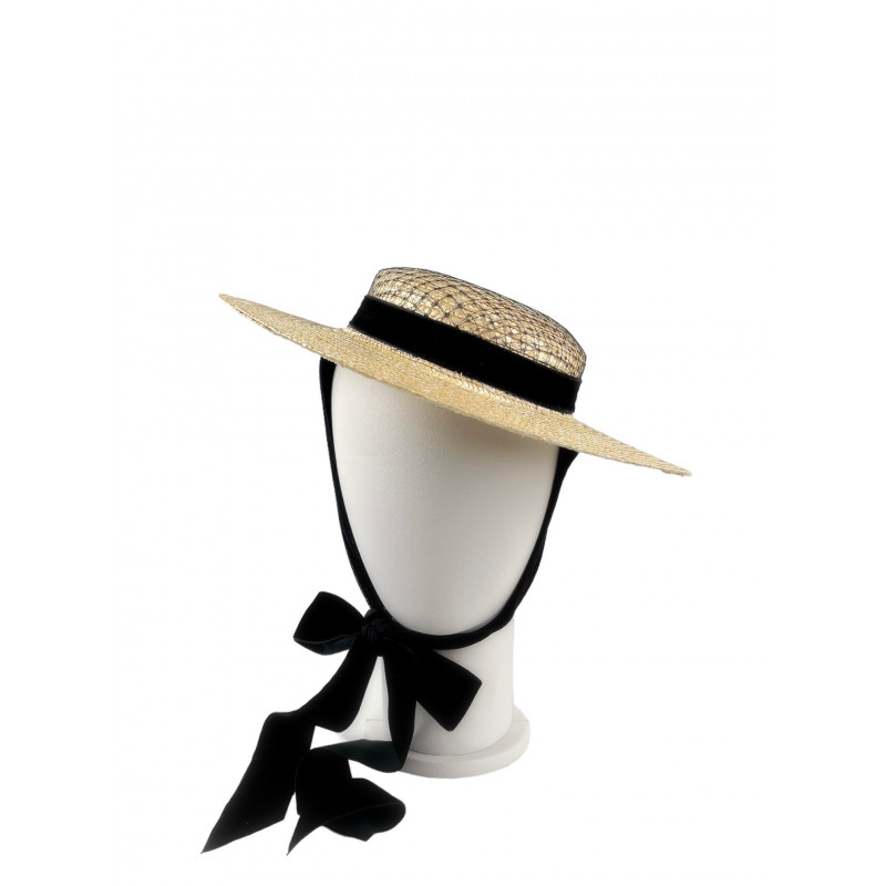NOEMIE Black Small Boater Hat