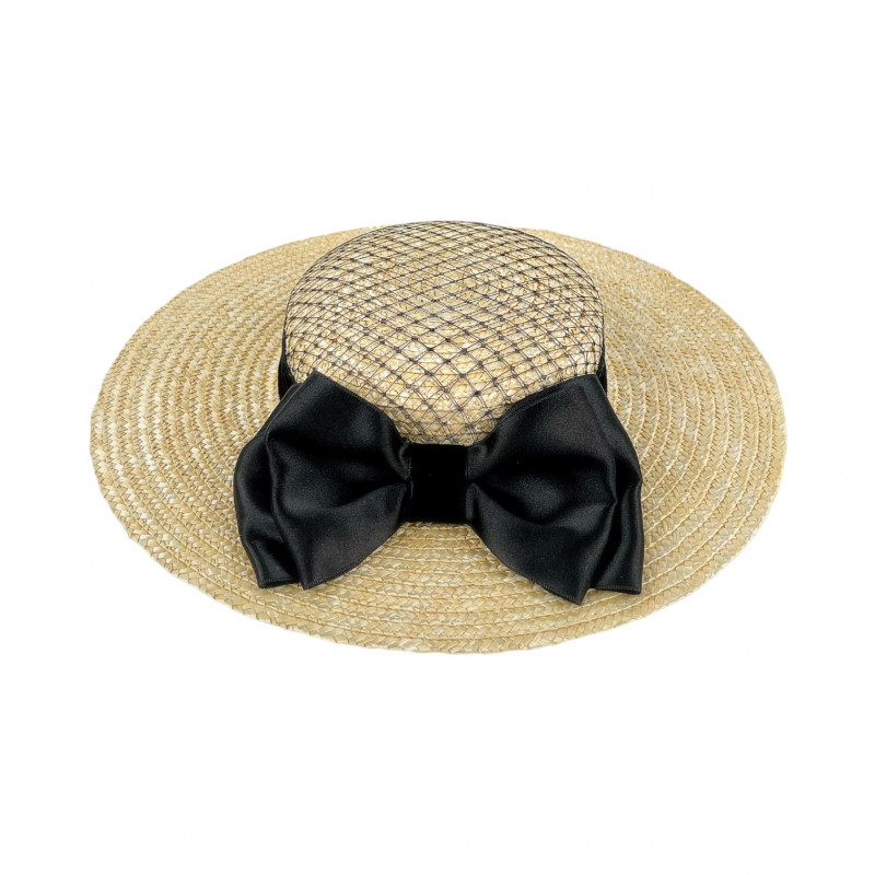 NOEMIE Black Small Boater Hat