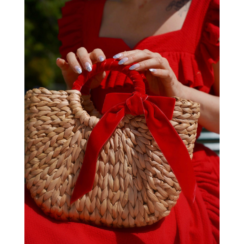 Red straw bag sale