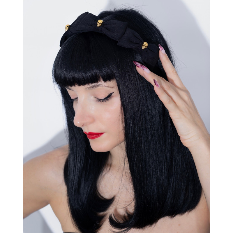 BILLIE Skull Headband Black