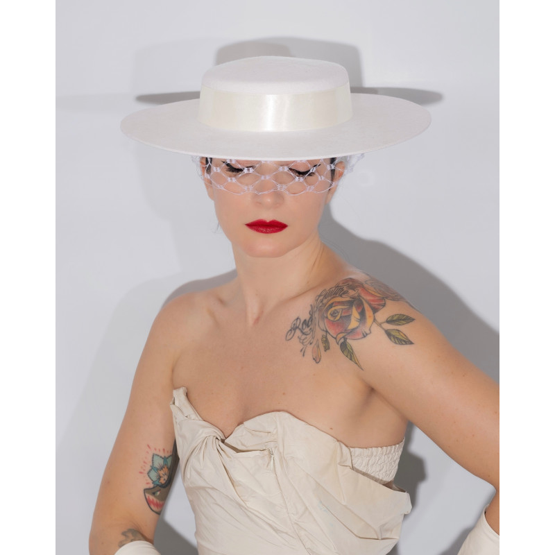 CLAUDIA Veil Hat Off White
