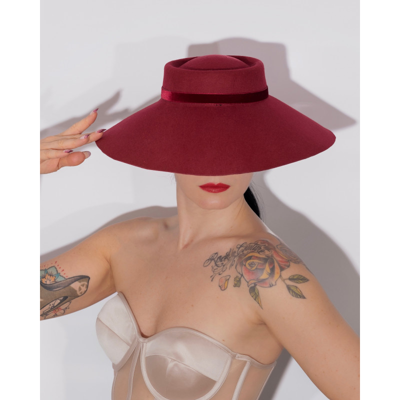 MINI HEPBURN Hat Burgundy