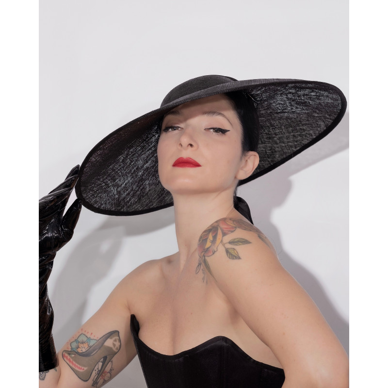 EVITA Saucer Hat Black