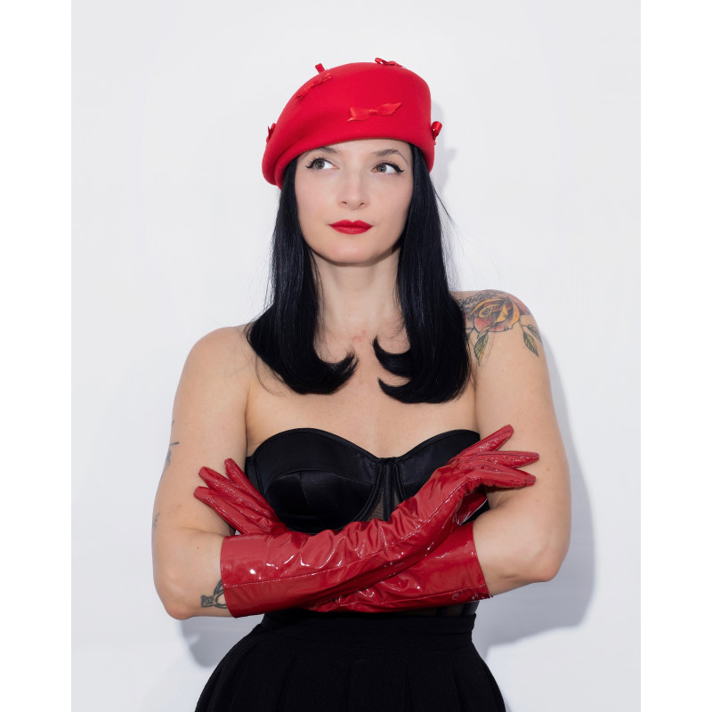 Long Leather Gloves BETTY Red