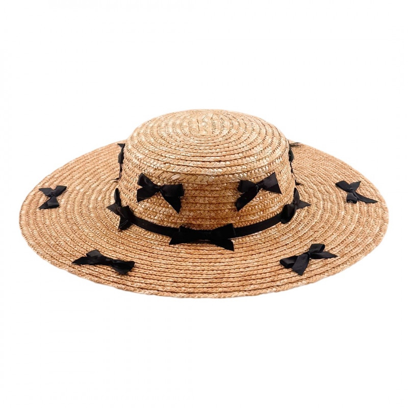 LE FLORE Boater Hat Black