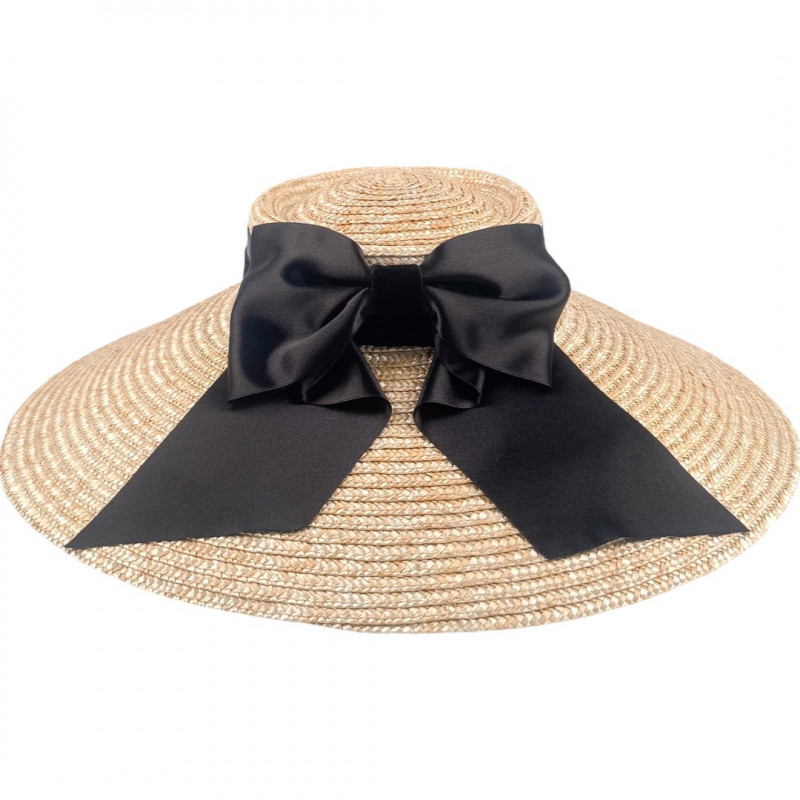 HEPBURN Straw Hat Silky Black