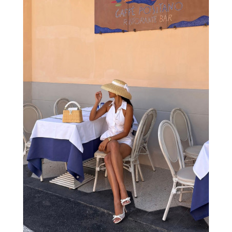 Ava straw hat white - wide brim summer hat in natural straw