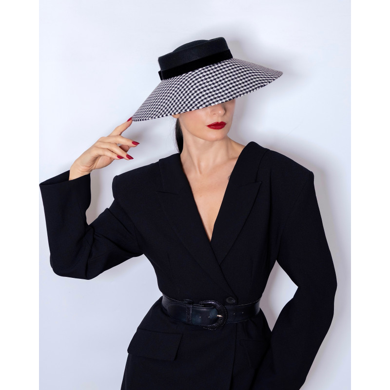MINI HEPBURN Hat Houndstooth