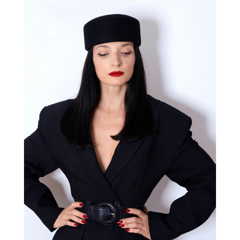 MILA Pill Box Hat Black