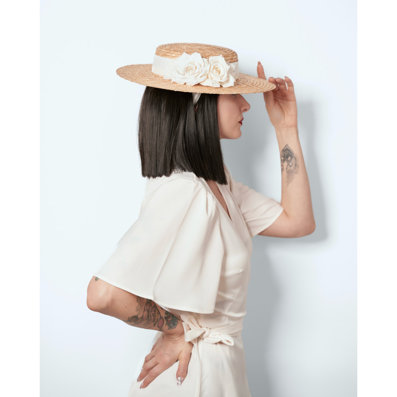 COLETTE Boater Hat White